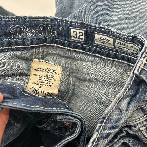 Vtg y2k Women's' Low Rise Miss Me Blue Denim Bootcut Jeans JW5406BV SZ 32 (34) - Picture 4 of 10